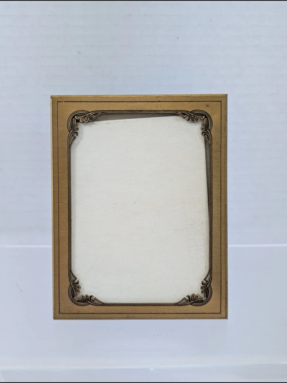 Vintage M.W. CARR Solid Brass Gold decorative corners accent Picture Photo Frame